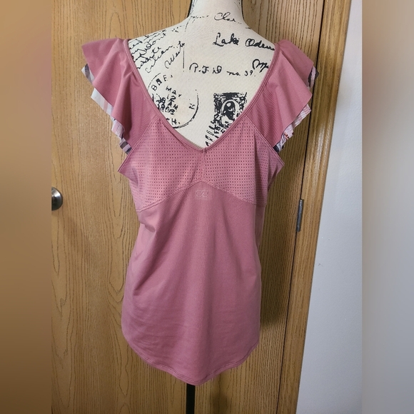 NWT Calia Carrie Underwood athletic workout ruffle mesh tank top - Picture 3 of 4